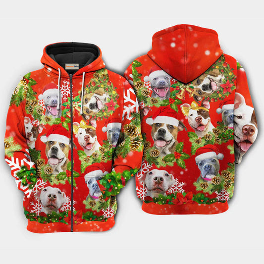 Christmas Pitbulls Family Hoodie For Christmas Events Holiday Travel And Comfortable Casual Outfits