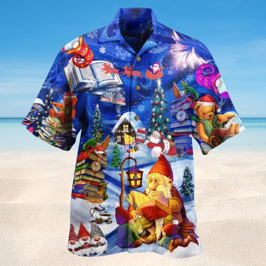 Christmas Reading Book Hawaiian Shirt For Winter Celebrations, Beach Travel, And Relaxed Holiday Wear