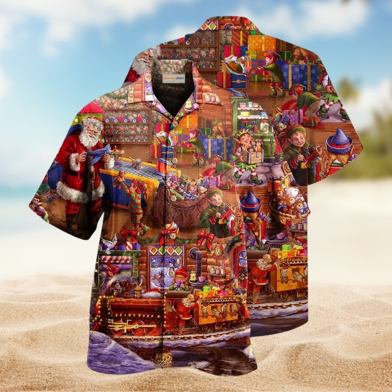 Christmas Santa And Happiness Hawaiian Shirt For Summer Vacation Beach Travel And Relaxed Casual Wear
