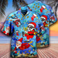 Festive Blue Christmas Dives Hawaiian Shirt Artwork Detail For Resort Trips And Outdoor Activities
