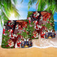 Football Santa Christmas Beach Shorts Pattern Detail For Beachside Relaxation And Thoughtful Gift Giving