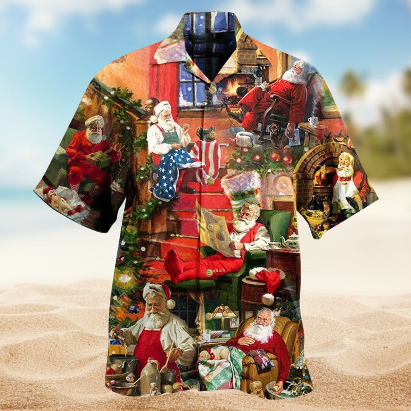 Christmas Santa Daily Hawaiian Shirt For Coastal Travel, Casual Events, And Comfortable Summer Wear