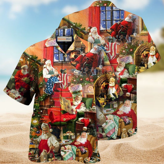 Christmas Santa Daily Hawaiian Shirt For Coastal Travel, Casual Events, And Comfortable Summer Wear