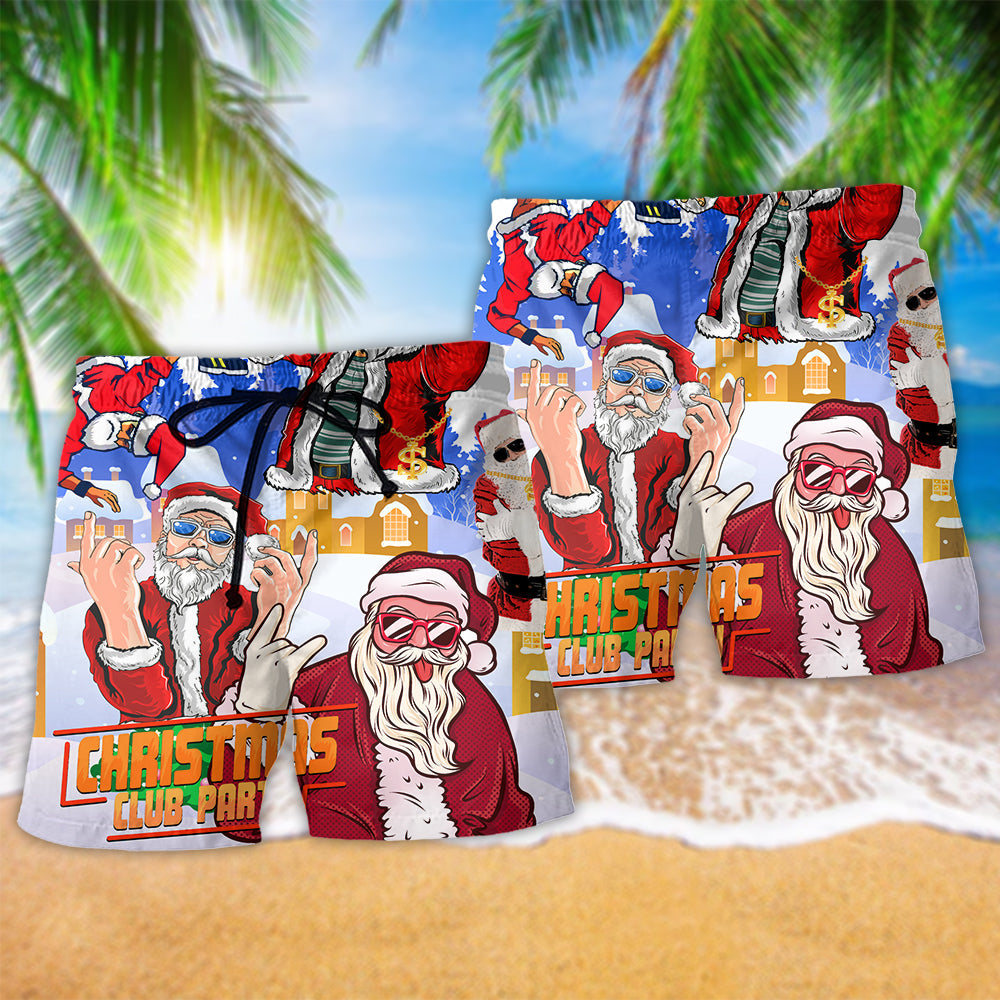 Christmas Santa Dances Like A Star Hawaiian Beach Shorts For Warm Weather Celebrations