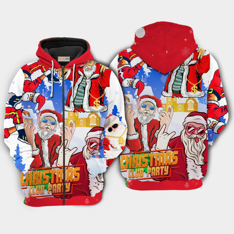 Christmas Santa Dances Like Star Hoodie For Christmas Gatherings Outdoor Trips And Relaxed Seasonal Style