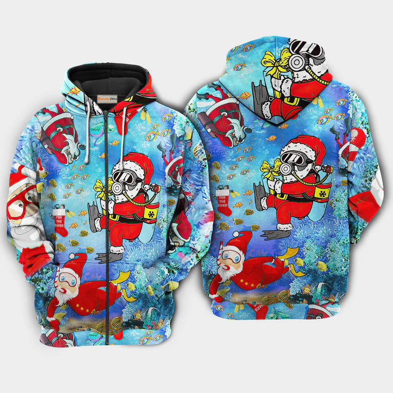 Christmas Santa Diving Holiday Hoodie For Holiday Gatherings Winter Travel And Seasonal Gifting