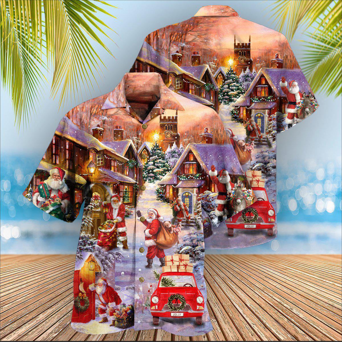 Christmas Santa Delivering Street Hawaiian Shirt For Coastal Adventures And Warm Weather Wear