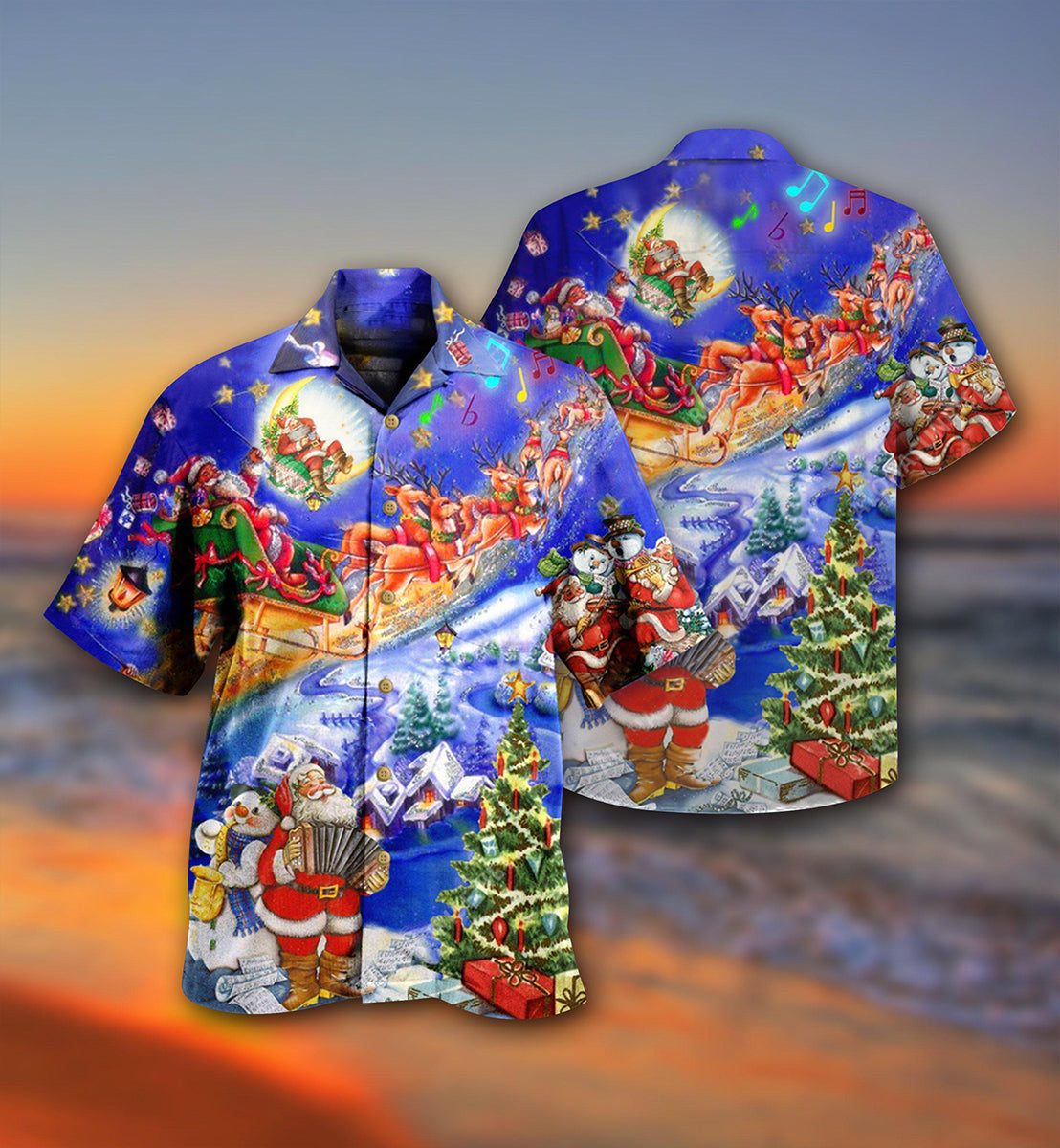 Christmas Santa Hawaiian Shirt Design Detail For Beach Days And Holiday Travel