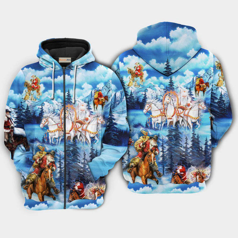 Christmas Santa Loves Horses Holiday Hoodie For Holiday Gatherings Winter Travel And Seasonal Gifting