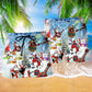 Christmas Santa Music Guitar Beach Shorts Pattern Detail For Tropical Escapes And Versatile Outdoor Wear