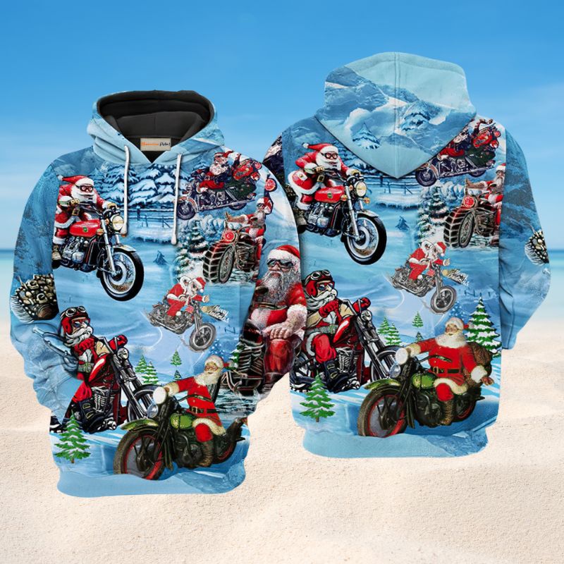 Christmas Santa Motorcycle Hoodie For Holiday Parties Weekend Outings And Cheerful Gift Giving
