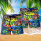 Santa Riding Alligator Christmas Beach Shorts For Summer Vacation And Coastal Travel