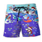 Christmas Santa Shark Rocket Gifts Beach Shorts Artwork Detail For Christmas Trips And Gifting