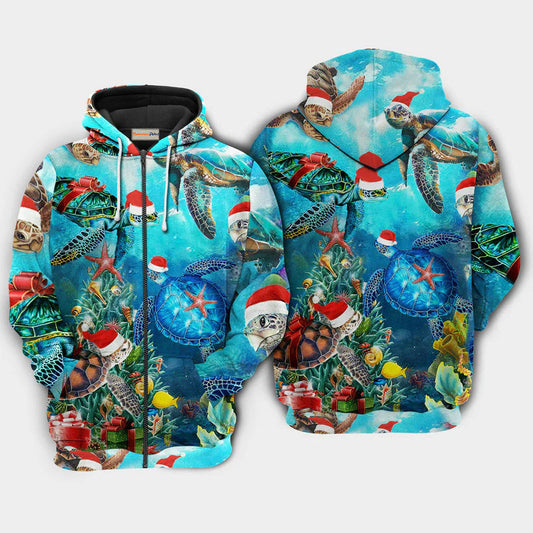 Christmas Santa Turtle Ocean Holiday Hoodie For Festive Celebrations Seasonal Trips And Relaxed Winter Wear