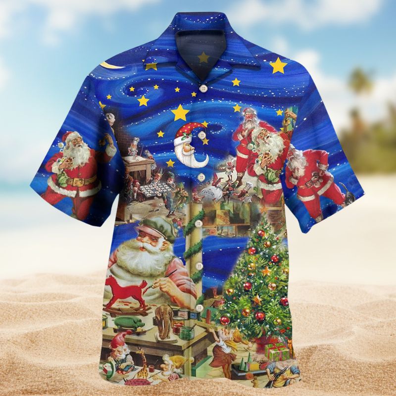 Christmas Santa'S Toy Workshop Hawaiian Shirt For Christmas Gatherings, Resort Trips, And Cheerful Seasonal Style