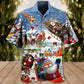 Christmas Hi Santa's Sleigh Snow Hawaiian Shirt Pattern Detail For Vacation Travel And Daily Wear