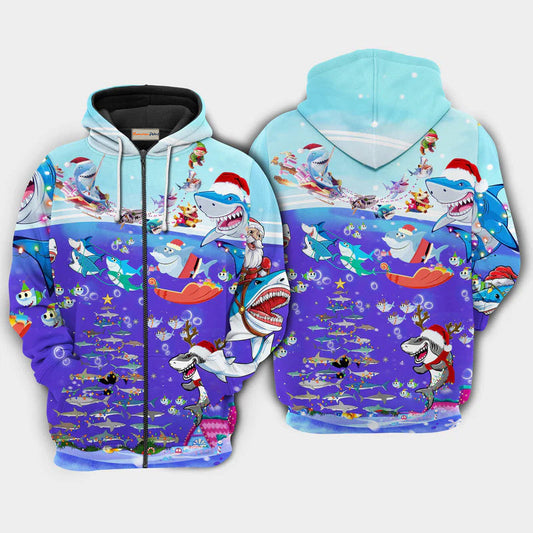 Christmas Shark Brings Gifts Ocean Hoodie For Christmas Events Holiday Travel And Comfortable Casual Outfits