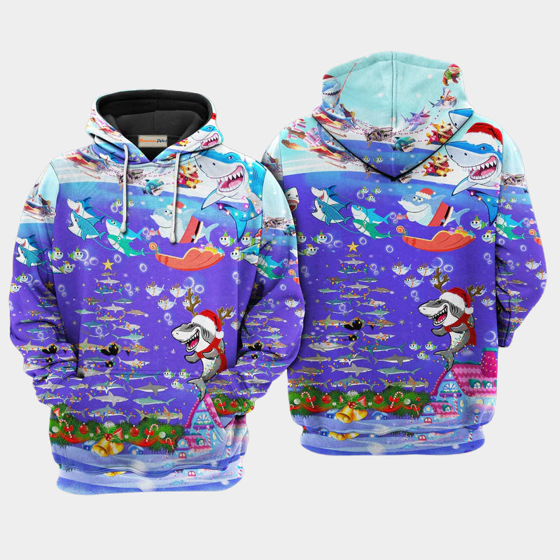 Christmas Shark Rocket Gifts Ocean Hoodie For Festive Days Casual Adventures And Thoughtful Seasonal Gifting