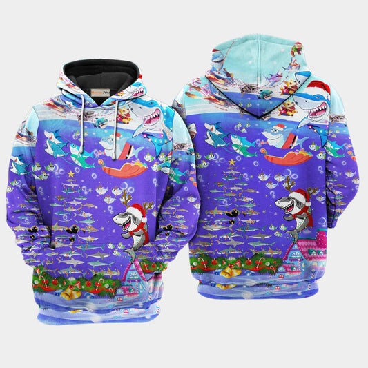 Christmas Shark Rocket Gifts Ocean Hoodie For Festive Days Casual Adventures And Thoughtful Seasonal Gifting
