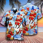 Festive Blue Christmas Skiing Hawaiian Shirt Design Detail For Sunny Adventures And Casual Wear