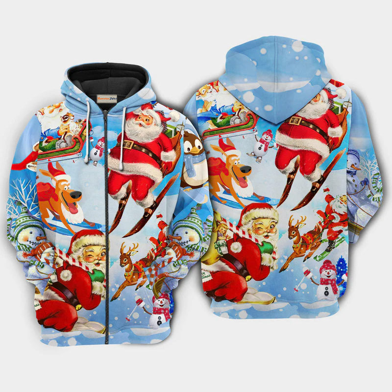 Christmas Skiing Santa Holiday Hoodie For Holiday Gatherings Winter Travel And Seasonal Gifting
