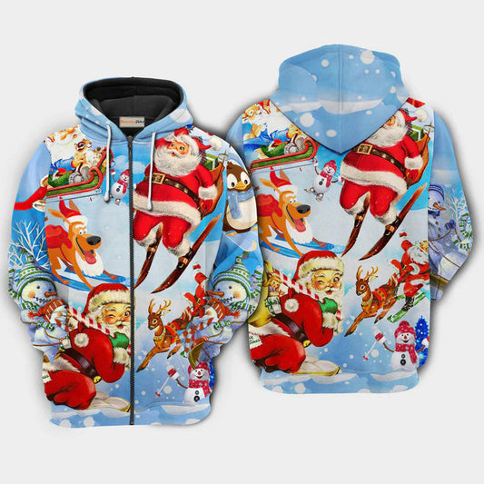 Christmas Skiing Santa Holiday Hoodie For Holiday Gatherings Winter Travel And Seasonal Gifting