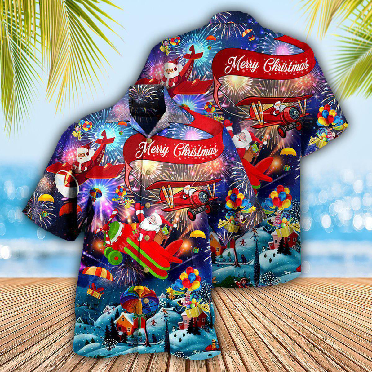 Festive Christmas Spreading Santa Hawaiian Shirt For Beach Parties And Weekend Getaways