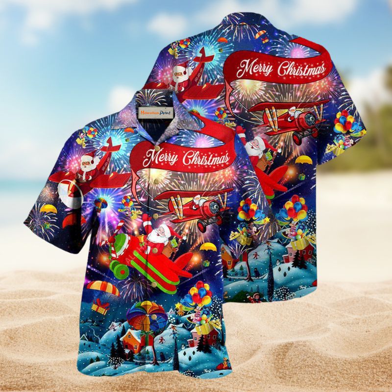 Christmas Spreading Santa Hawaiian Shirt For Festive Events, Island Vacations, And Comfortable Casual Outfits