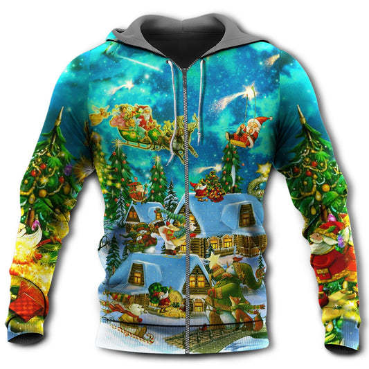 Happy Christmas Magical Night Hoodie For Christmas Gatherings Outdoor Trips And Relaxed Seasonal Style