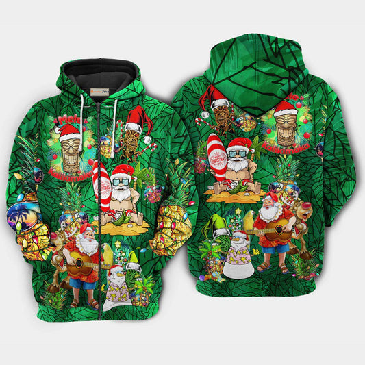 Christmas Tiki Hawaii Holiday Hoodie For Festive Streetwear Winter Outings And Christmas Celebrations
