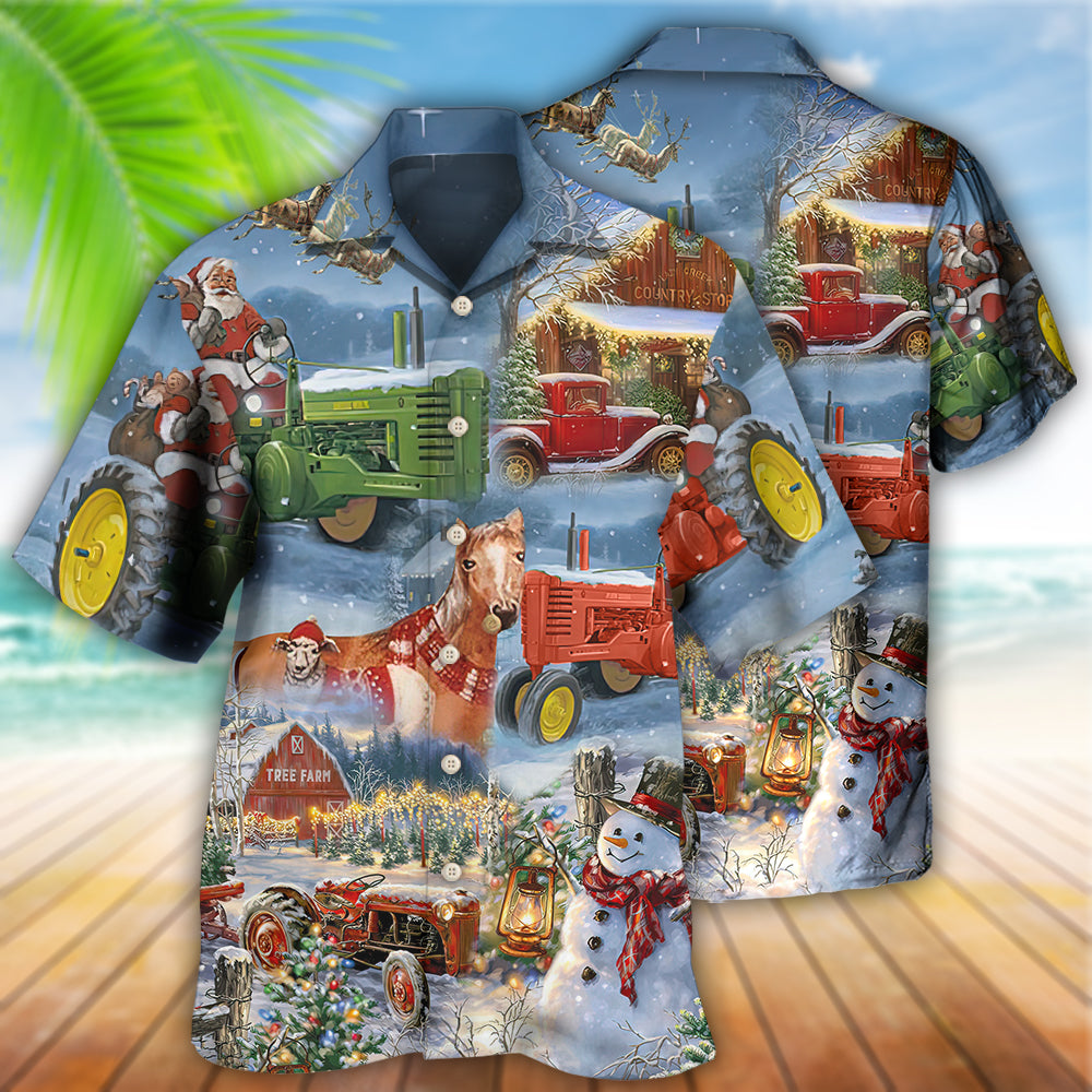 Christmas Farm Happiness Sky Hawaiian Shirt Artwork View For Weekend Travel And Beach Style