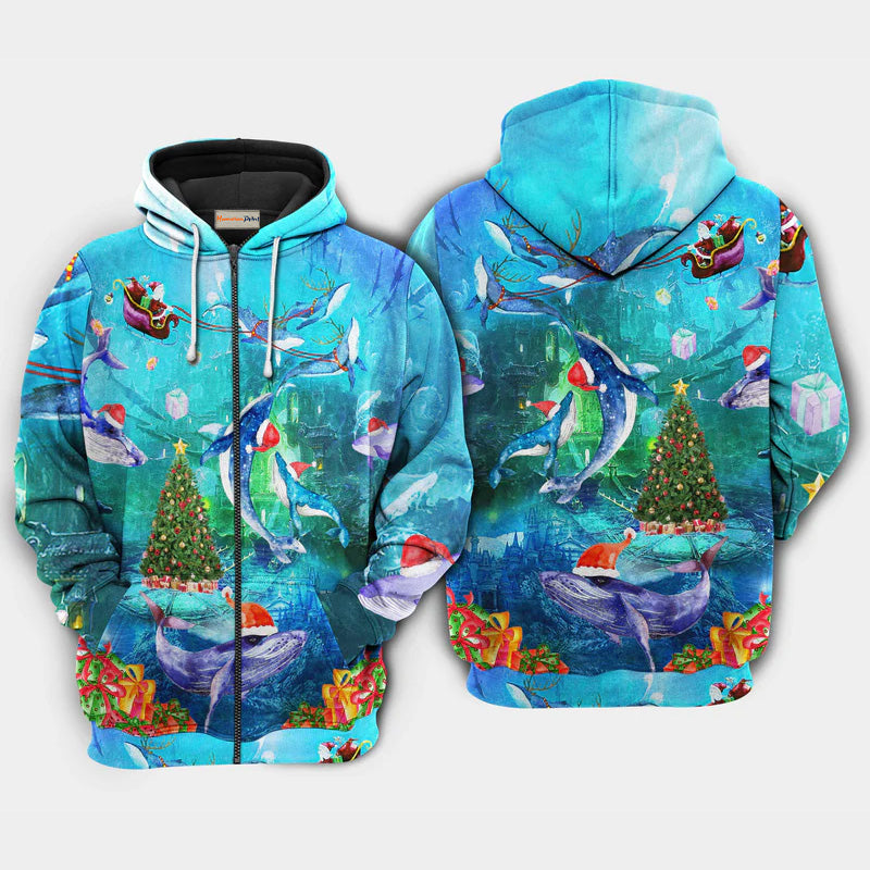 Christmas Whales Under Sea Holiday Hoodie For Holiday Gatherings Winter Travel And Seasonal Gifting