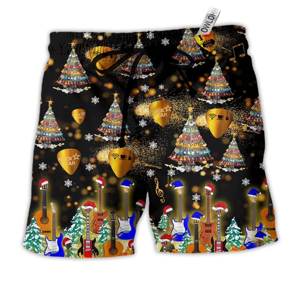 Christmas Yes I Speak Guitar Hawaiian Print Beach Shorts For Festive Outdoor Style
