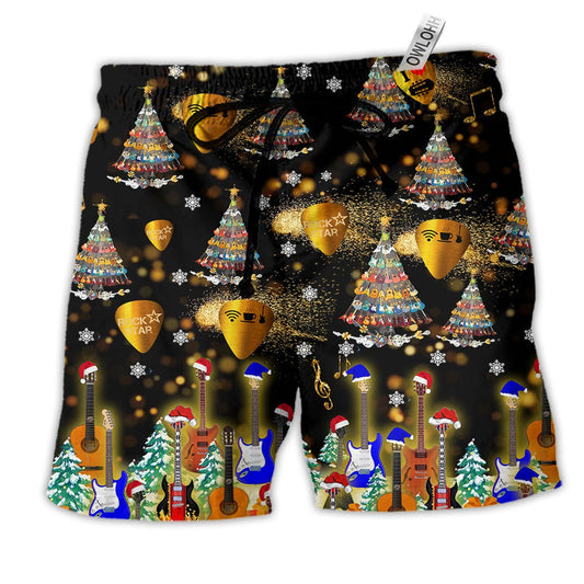 Christmas Yes I Speak Guitar Hawaiian Print Beach Shorts For Festive Outdoor Style
