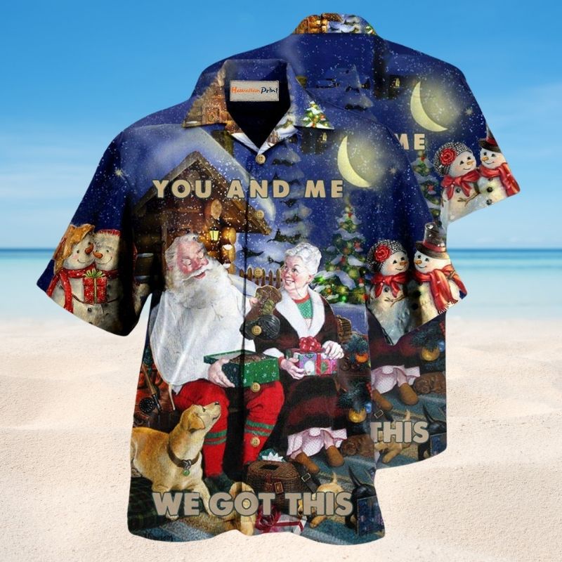 Festive Christmas Pattern Hawaiian Shirt For Winter Celebrations, Beach Travel, And Relaxed Holiday Wear