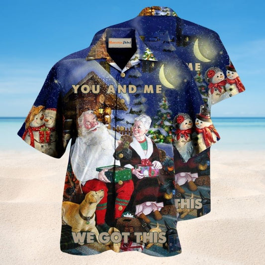 Festive Christmas Pattern Hawaiian Shirt For Winter Celebrations, Beach Travel, And Relaxed Holiday Wear
