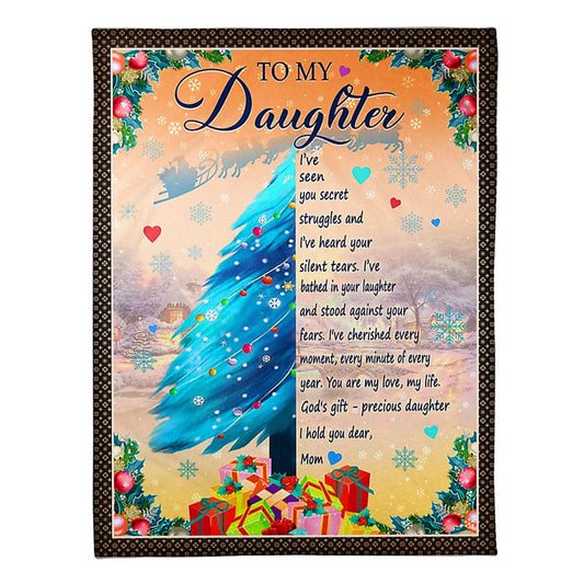 Christmas You Are My Love Daughter Gift From Mom Flannel Blanket For Cozy Bedroom Sofa Decor