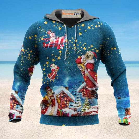 Happy Christmas Bear Santa Hoodie For Holiday Gatherings Winter Travel And Seasonal Gifting