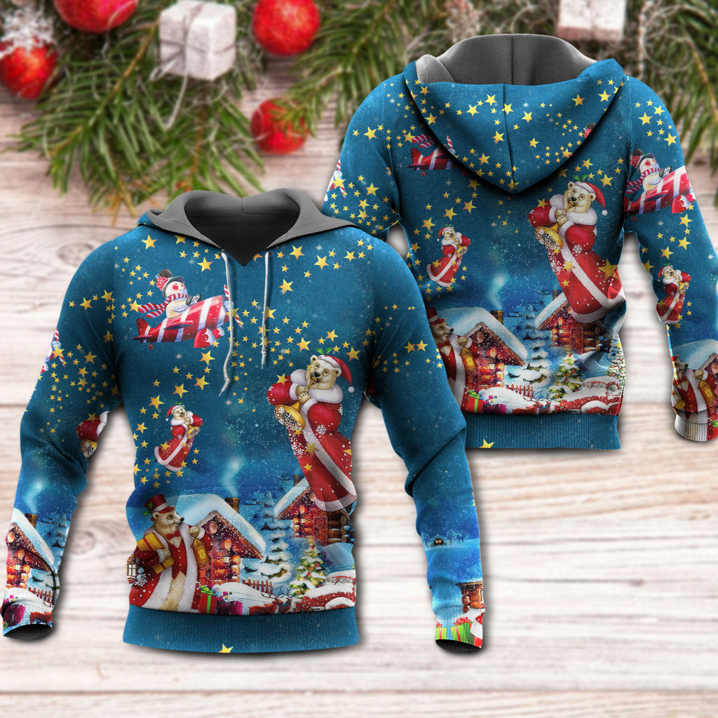 Happy Christmas Bear Santa Hoodie For Holiday Gatherings Winter Travel And Seasonal Gifting