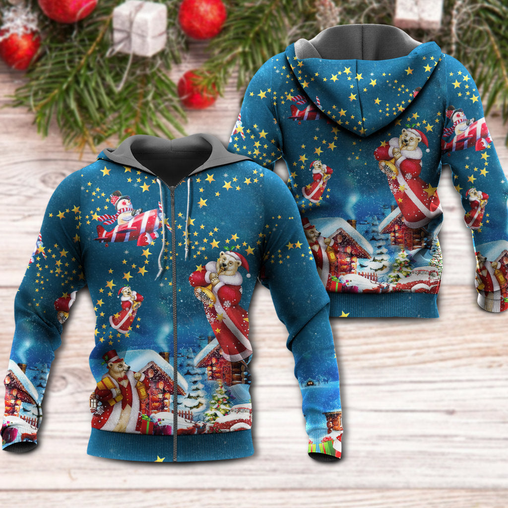 Happy Christmas Bear Santa Hoodie For Holiday Gatherings Winter Travel And Seasonal Gifting