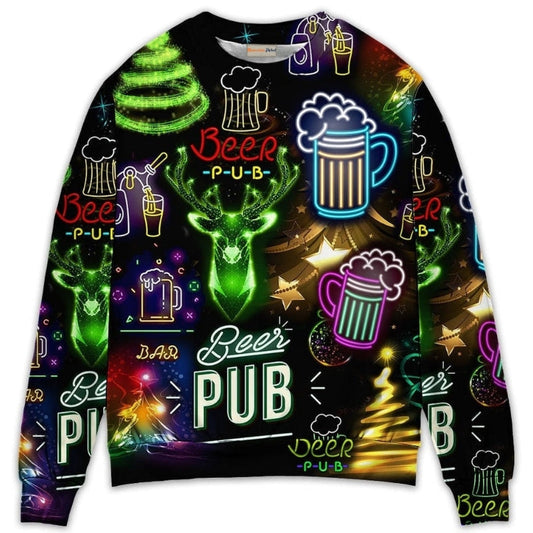 Christmas Beer Neon Sweater For Festive Parties Family Photos And Comfortable Seasonal Wear