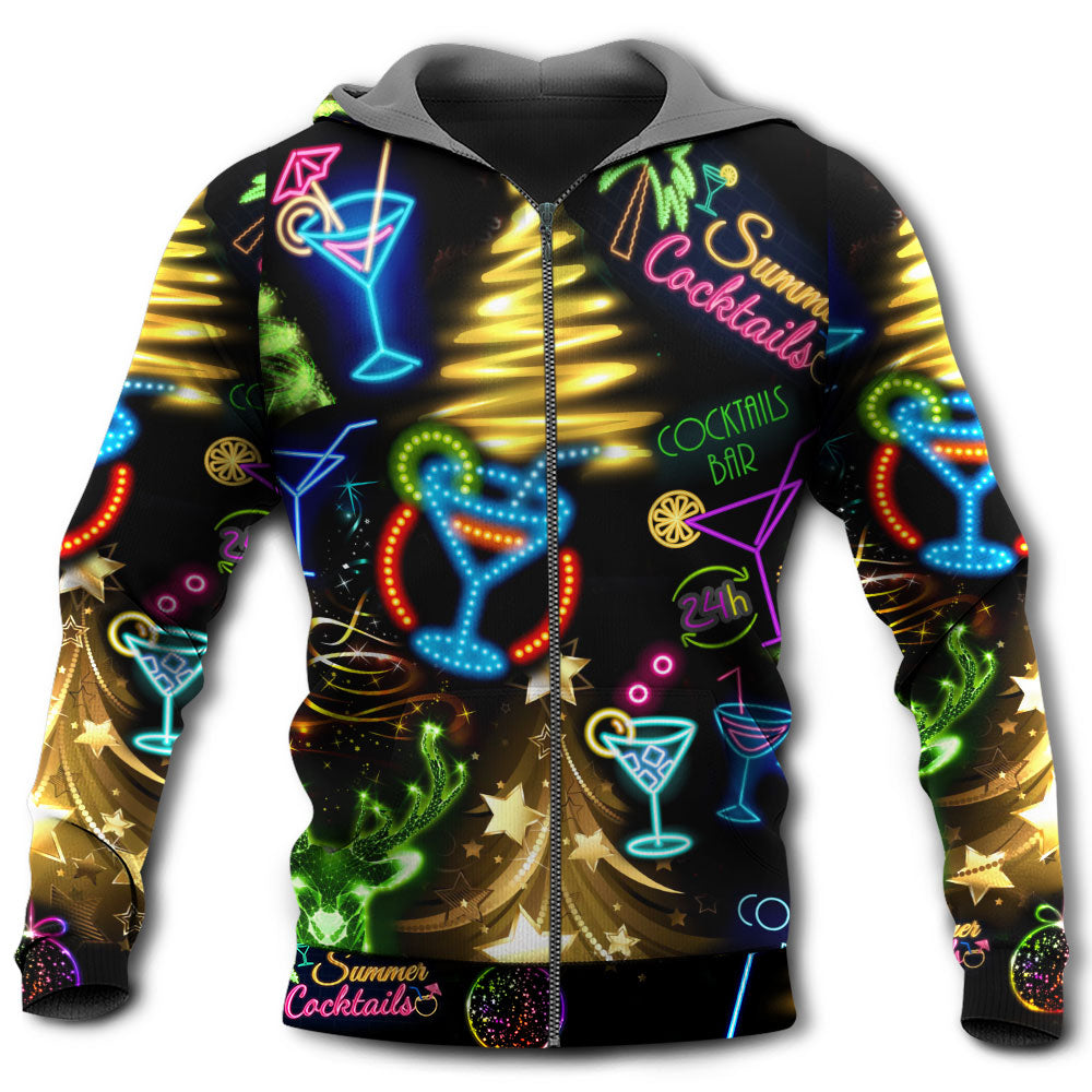 Neon Christmas Cocktail Hoodie For Festive Celebrations Seasonal Trips And Relaxed Winter Wear