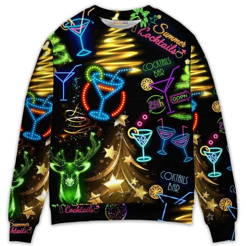 Christmas Cocktail Neon Sweater For Festive Family Events Casual Wear And Holiday Gift Giving