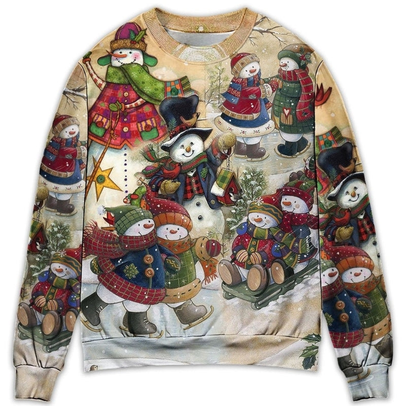 Christmas Couple Snowman Winter Sweater For Family Gatherings Winter Travel And Everyday Seasonal Comfort