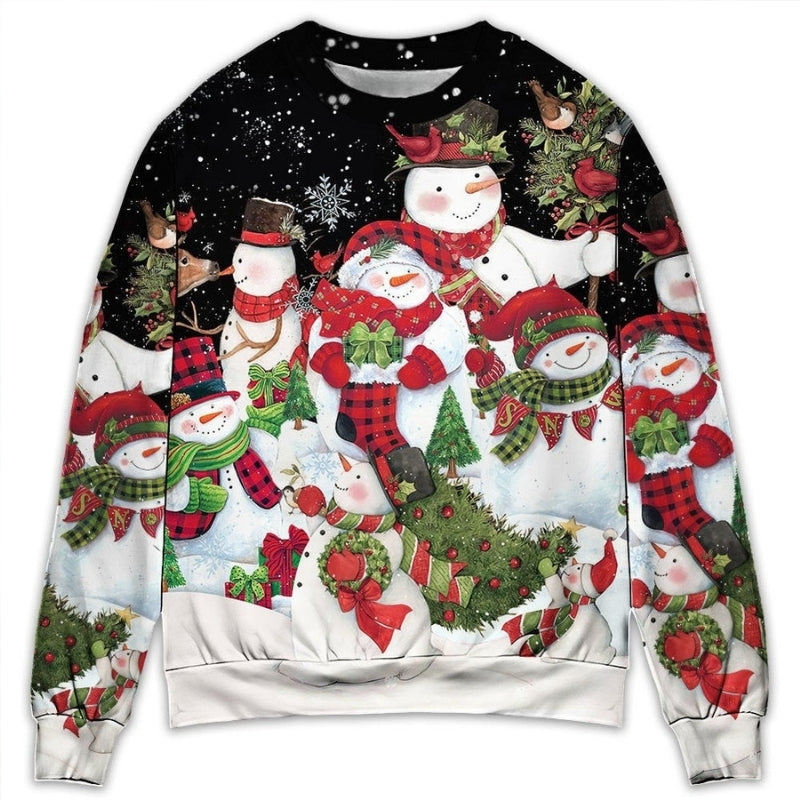 Christmas Cute Snowman Cardinal Happy Xmas Sweater For Holiday Parties Family Gatherings And Seasonal Gift Giving