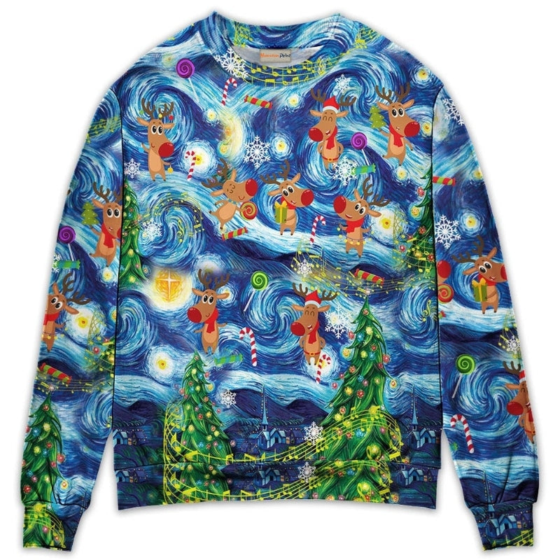 Christmas Dancing Reindeer Happy Sweater For Festive Events Weekend Outings And Comfortable Winter Style