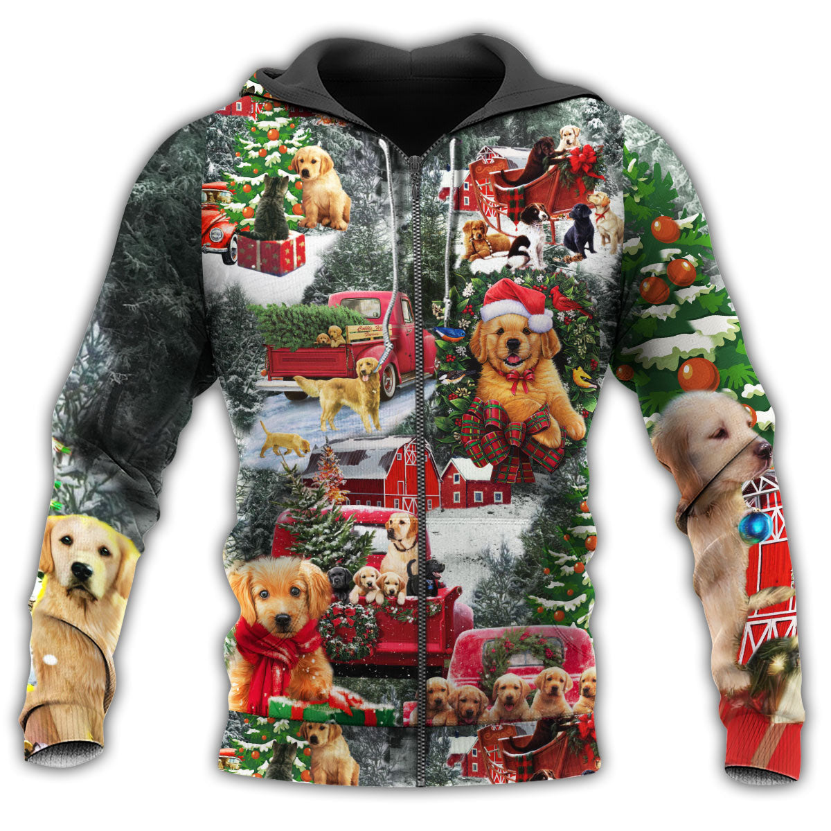 Cute Christmas Dogs Love Hoodie For Festive Streetwear Winter Outings And Christmas Celebrations