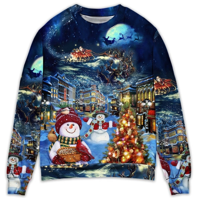 Christmas Family Snowman Santa Holiday Lights Sweater For Festive Family Events Casual Wear And Holiday Gift Giving