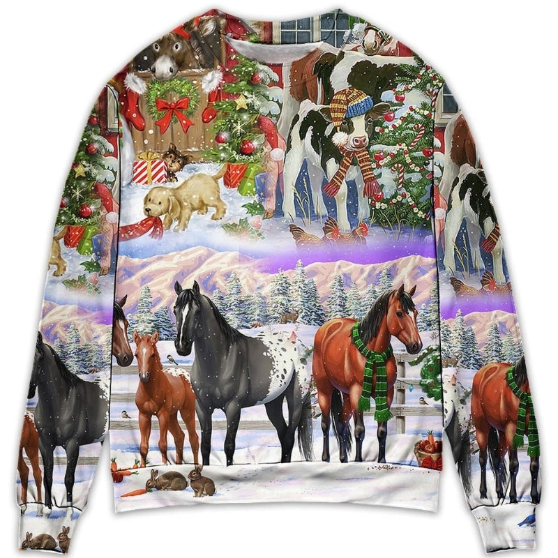 Christmas Farm Merry Xmas To Everyone Sweater For Festive Family Events Casual Wear And Holiday Gift Giving