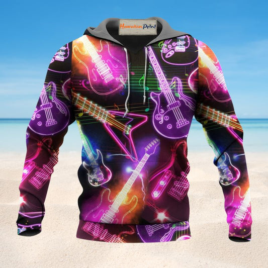 Neon Christmas Guitar Hoodie For Holiday Parties Weekend Outings And Cheerful Gift Giving